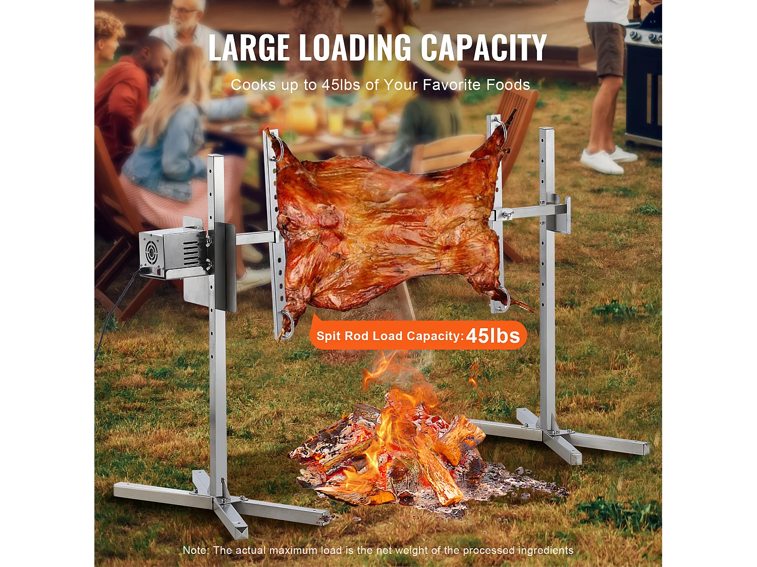 Barbecue à Rôtisserie SucceBuy Kit de Gril à Rôtisserie pour Barbecue Électrique pour Porc et Agneau, Il Est Doté d'un Moteur Automatique de 42 W