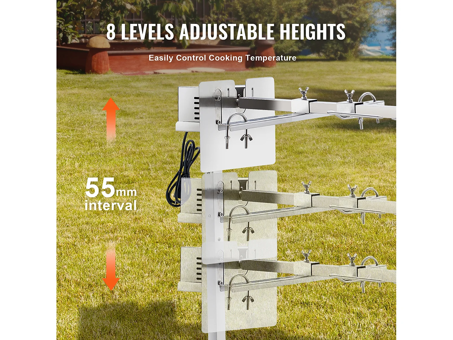 Barbecue à Rôtisserie SucceBuy Kit de Gril à Rôtisserie pour Barbecue Électrique pour Porc et Agneau, Il Est Doté d'un Moteur Automatique de 42 W