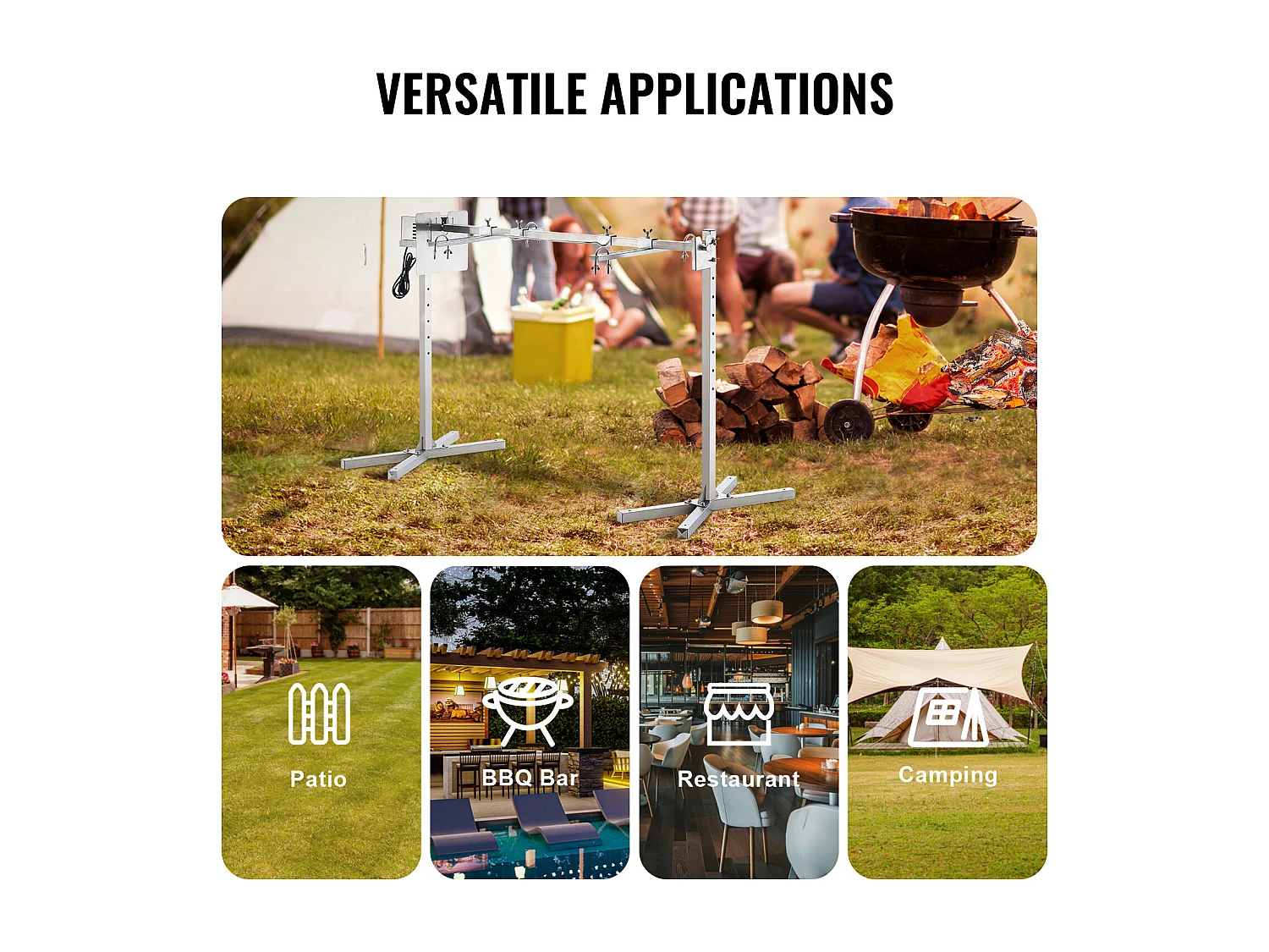 Barbecue à Rôtisserie SucceBuy Kit de Gril à Rôtisserie pour Barbecue Électrique pour Porc et Agneau, Il Est Doté d'un Moteur Automatique de 42 W