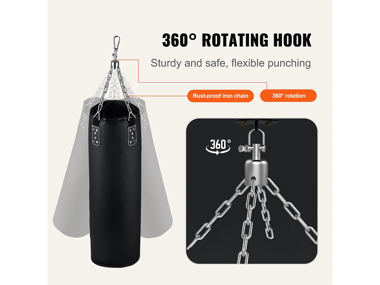 Saco de Pancada SucceBuy, Saco de Suspensão Durável em PVC Pesado de 1,2 m, para Exercício em Casa, Alívio do Estresse e Fitness