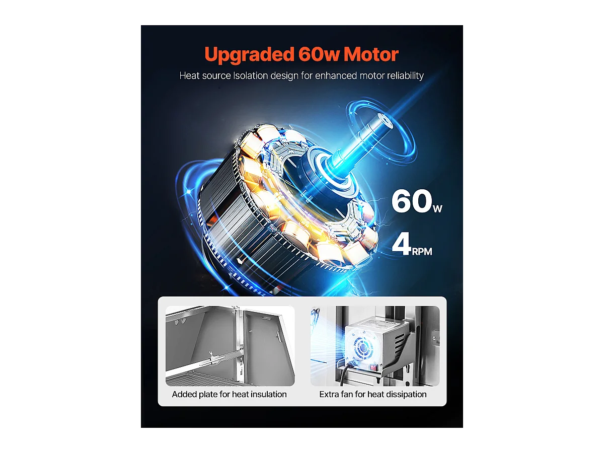 Barbecue à Rôtisserie SucceBuy Cochon de Lait avec Rôtissoire pour Agneau, Poulet 130 kg 60 W Acier Inoxydable