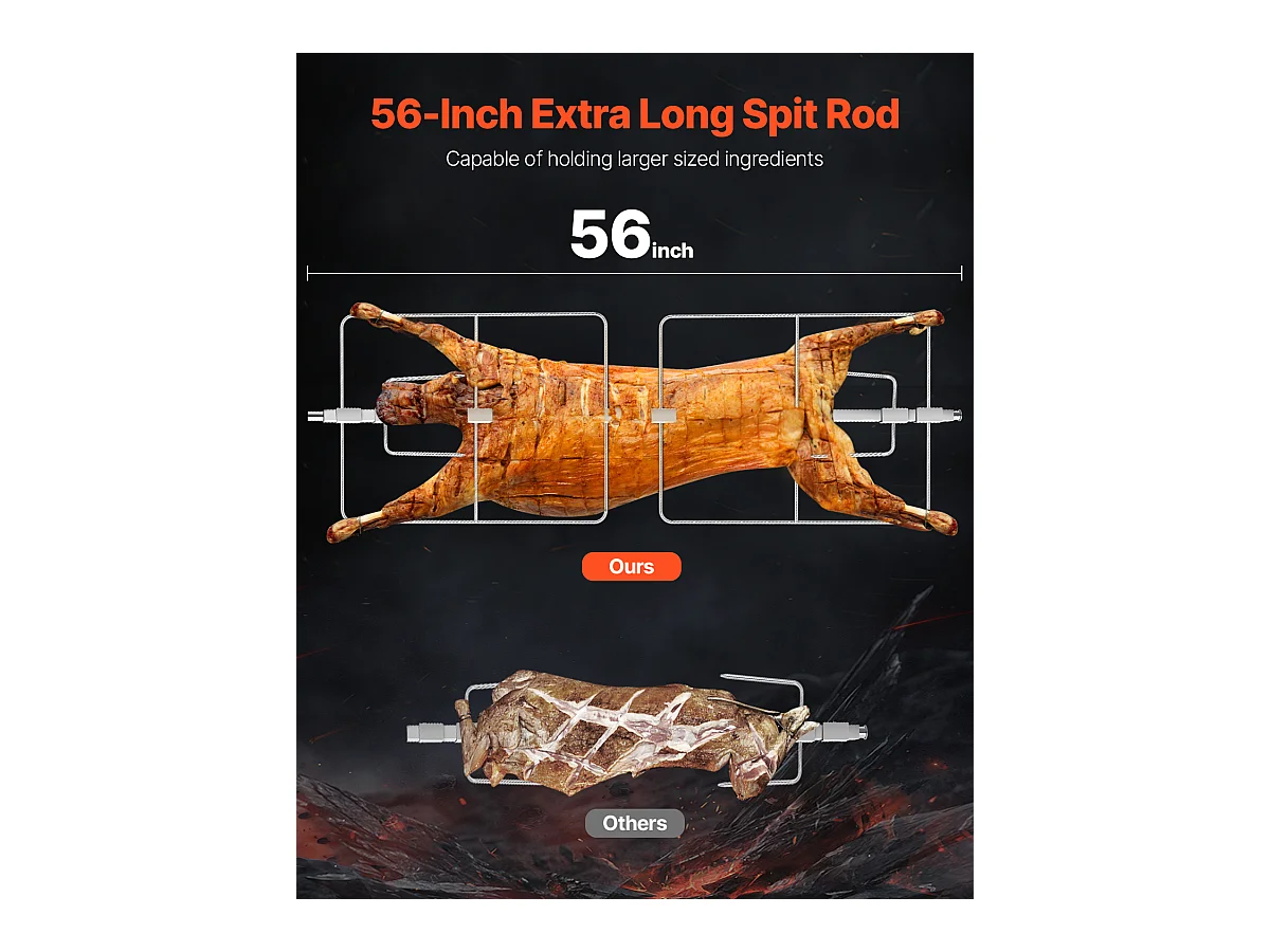 Barbecue à Rôtisserie SucceBuy Cochon de Lait avec Rôtissoire pour Agneau, Poulet 130 kg 60 W Acier Inoxydable