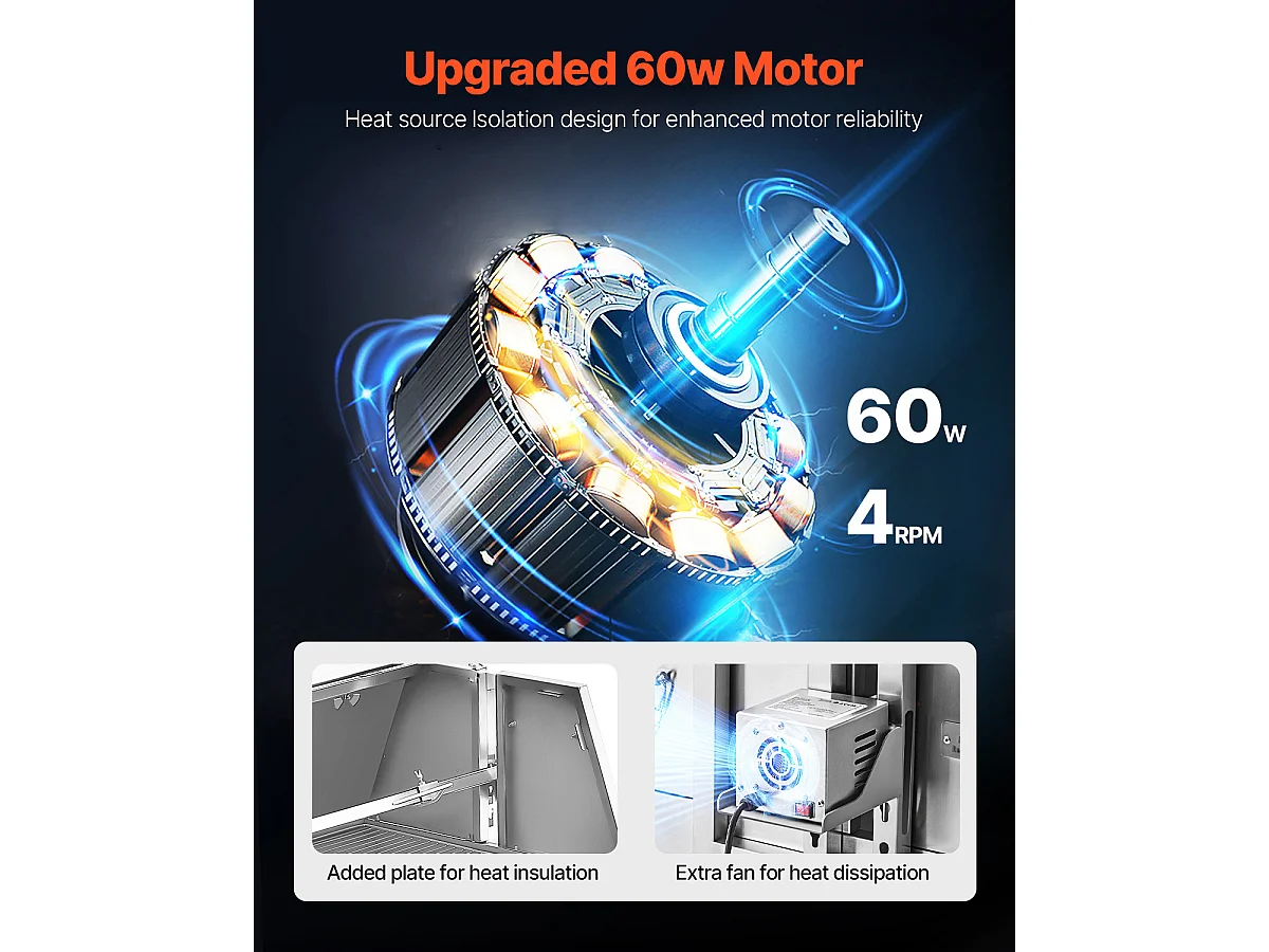 Barbecue à Rôtisserie SucceBuy Cochon de Lait avec Rôtissoire pour Agneau, Poulet 130 kg 60 W Acier Inoxydable