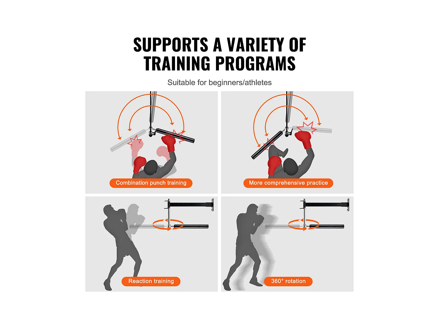 Sac de Frappe SucceBuy, Barre de Boxe Murale Ajustable à 360° avec Gants, pour Exercice à Domicile, Soulagement du Stress et Fitness