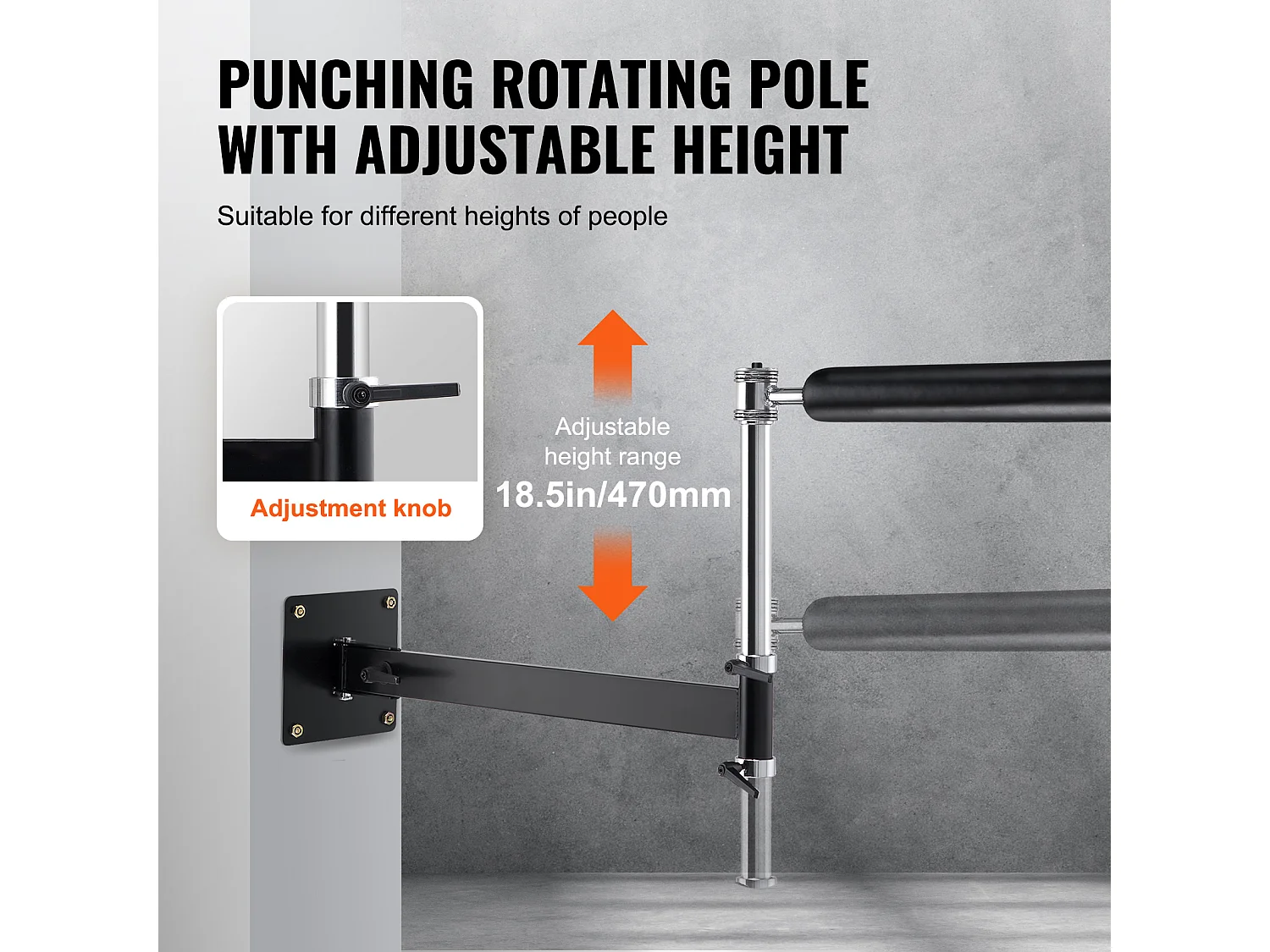 Sac de Frappe SucceBuy, Barre de Boxe Murale Ajustable à 360° avec Gants, pour Exercice à Domicile, Soulagement du Stress et Fitness