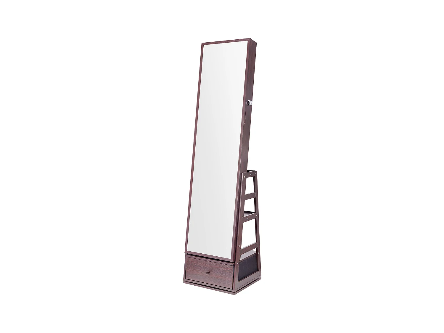 Armoire à Bijoux sur Pied Rotatif à 360° SucceBuy Rangement Marron