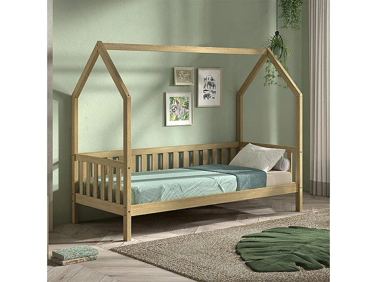 Lit cabane 90x200 sommier inclus Dallas Bois