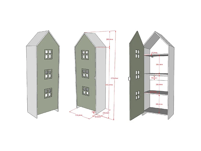 Armoire Enfant Maison "Casami Bruges" 171cm Vert