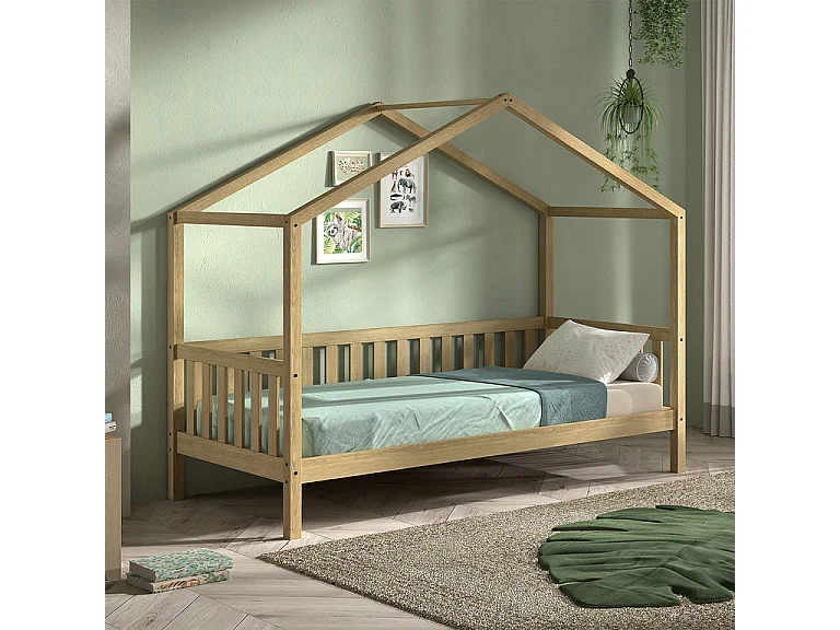 Lit cabane 90x200 sommier inclus Dallas Bois