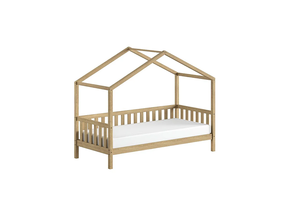 Lit Cabane Enfant "Nature II" 90x200cm Naturel