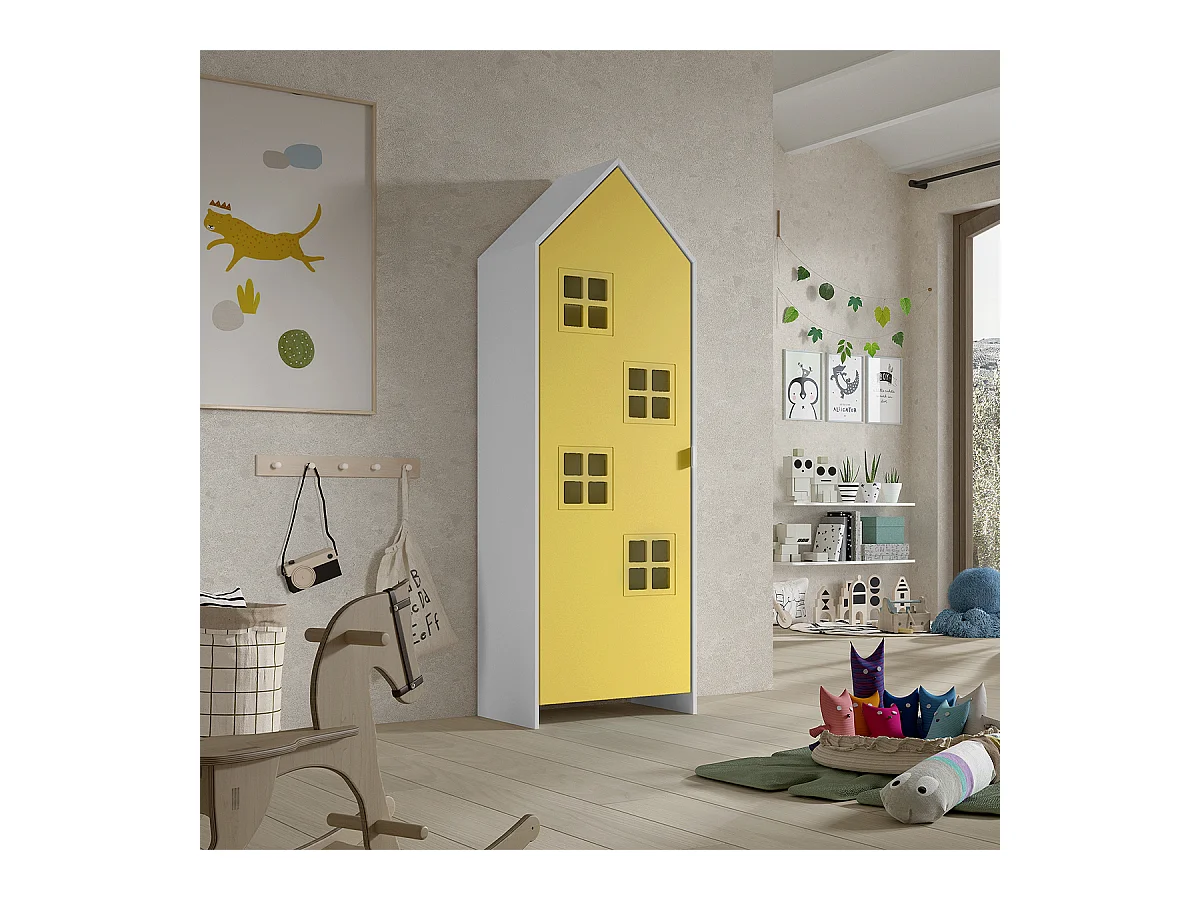 Armoire Enfant Maison "Casami Bruges" 171cm Jaune