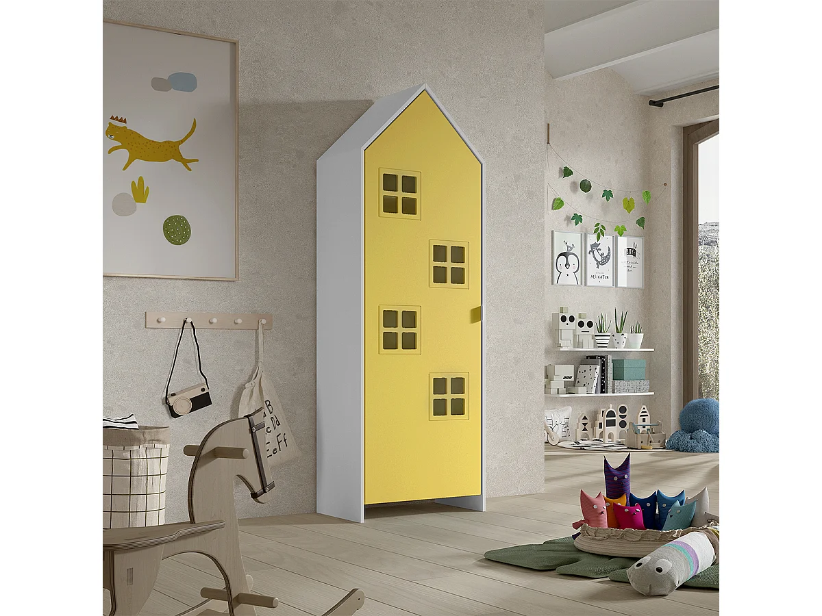Armoire Enfant Maison "Casami Bruges" 171cm Jaune