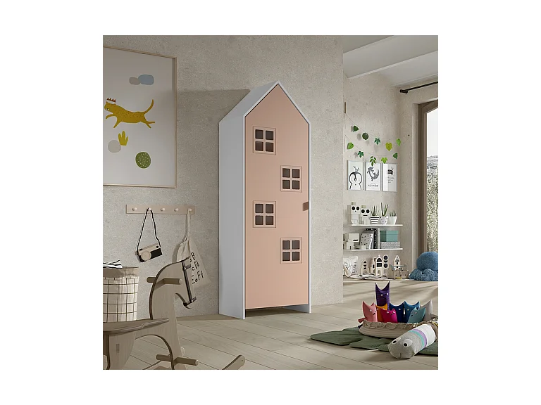 Armoire Enfant Maison "Casami Bruges" 171cm Rose