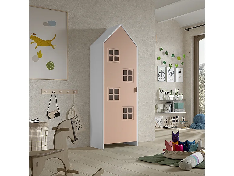 Armoire Enfant Maison "Casami Bruges" 171cm Rose