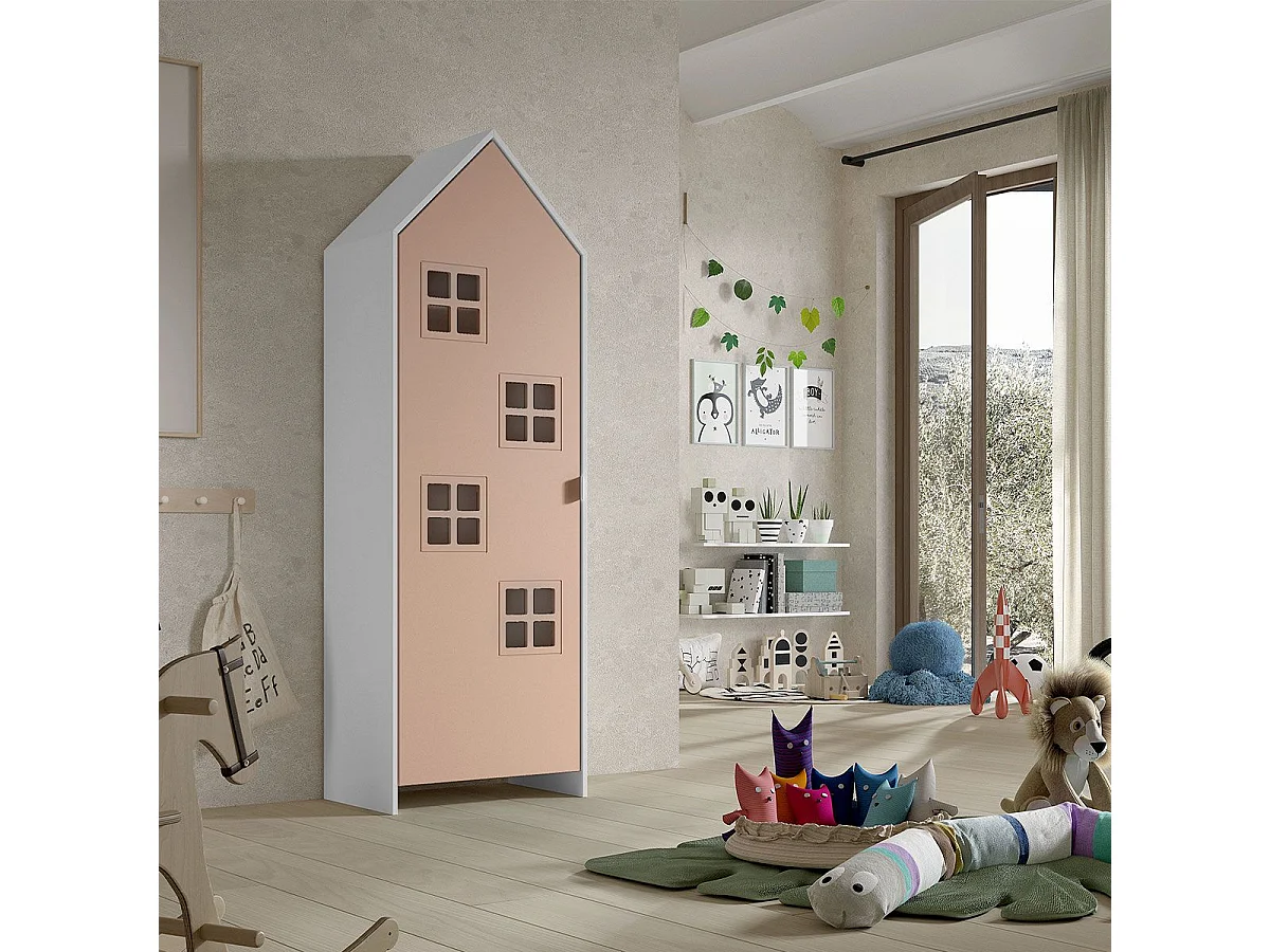 Armoire Enfant Maison "Casami Bruges" 171cm Rose