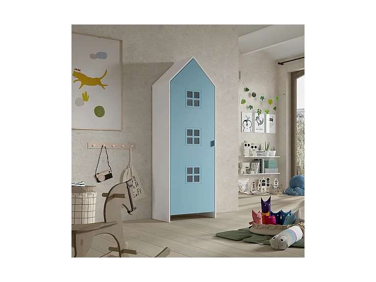 Armoire Enfant Maison "Casami Bruges" 171cm Bleu