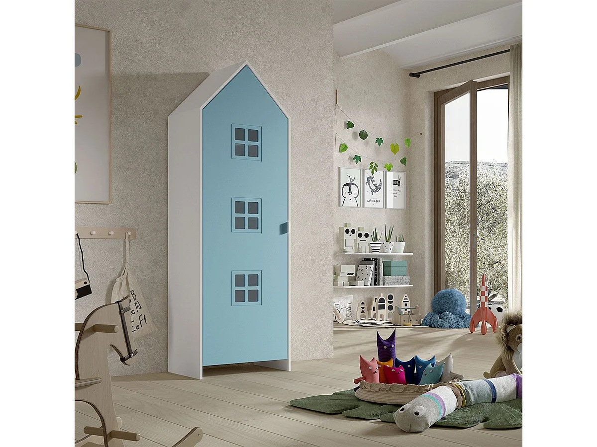 Armoire Enfant Maison "Casami Bruges" 171cm Bleu