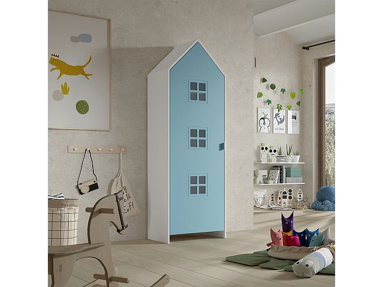 Armoire Enfant Maison "Casami Bruges" 171cm Bleu