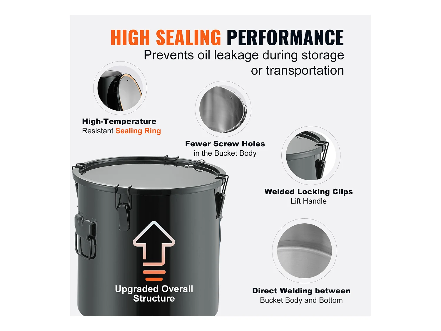 Seau à Graisse SucceBuy pour Friteuse,  30 L, Panier D'élimination de L'huile avec Sac Filtrant, Noir, Acier au Carbone avec Revêtement Antirouille