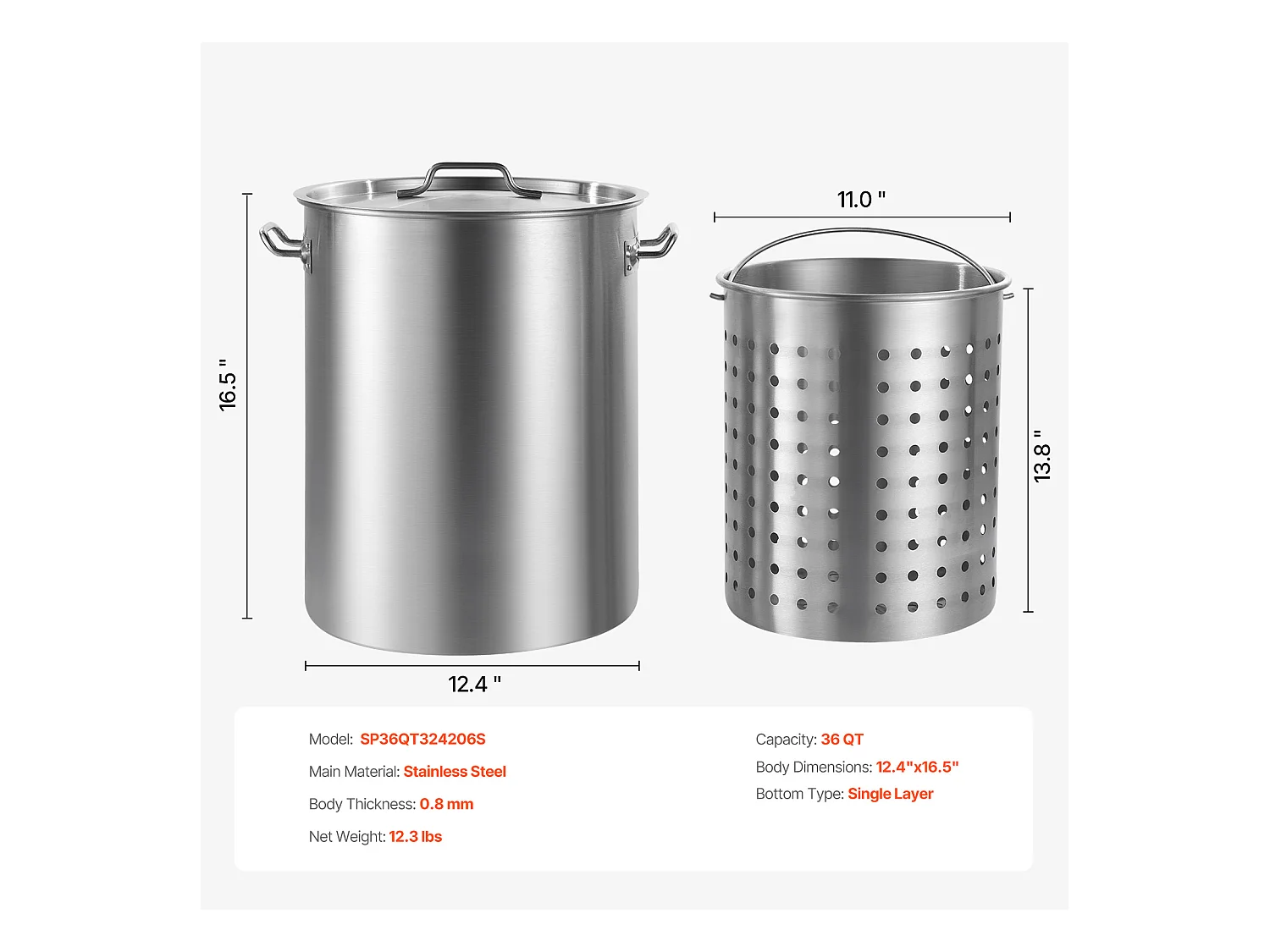Roestvrijstalen Kookpot SucceBuy, 34 L, met Manddeksel om Te Koken