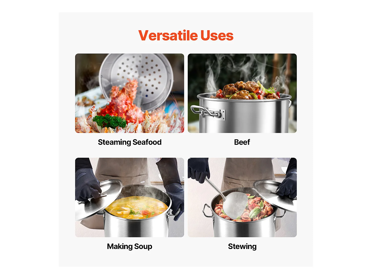 Roestvrijstalen Kookpot SucceBuy, 34 L, met Manddeksel om Te Koken