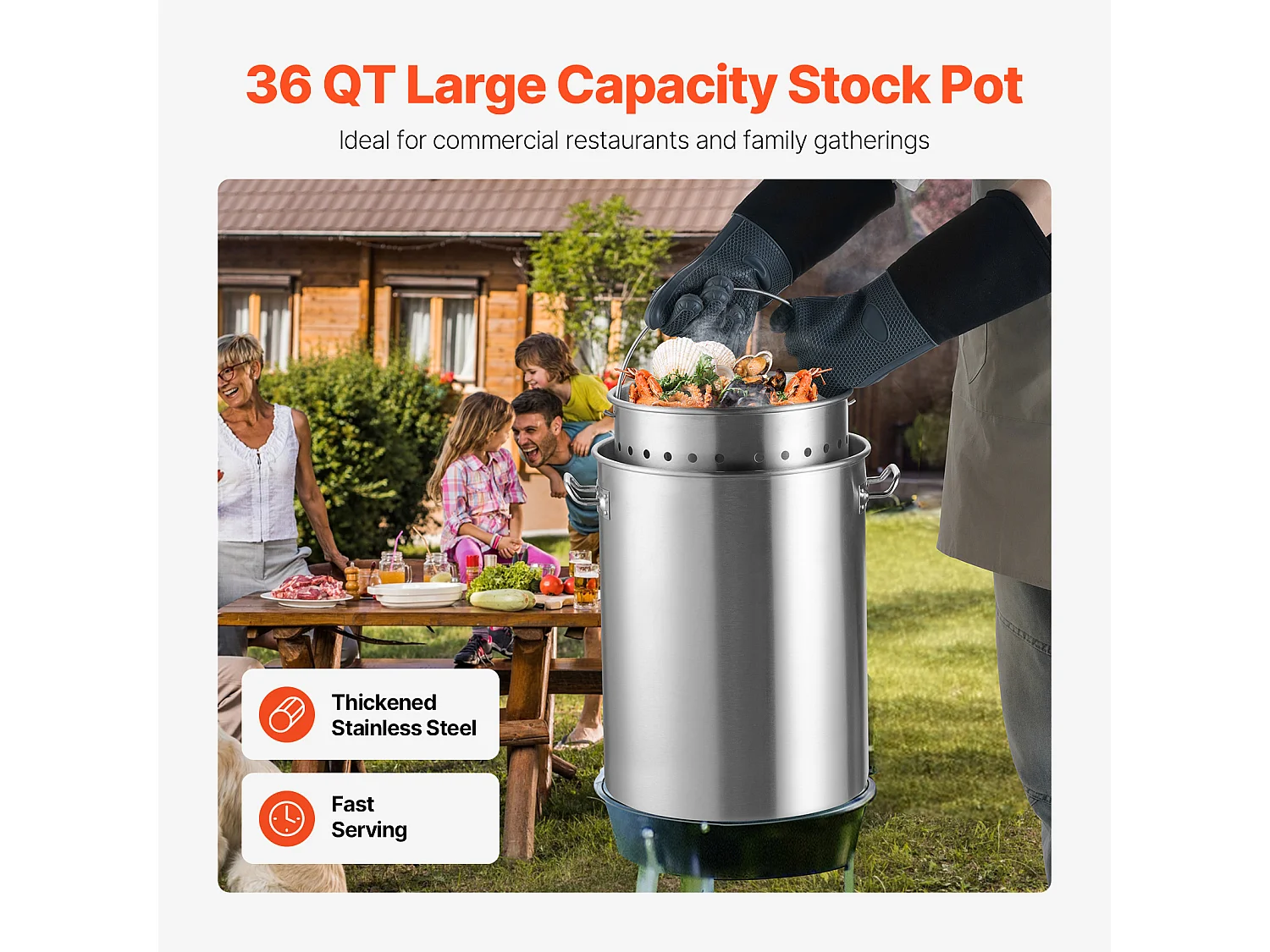 Pentola in Acciaio Inossidabile SucceBuy, 34 L, con Coperchio a Cestello per la Cottura