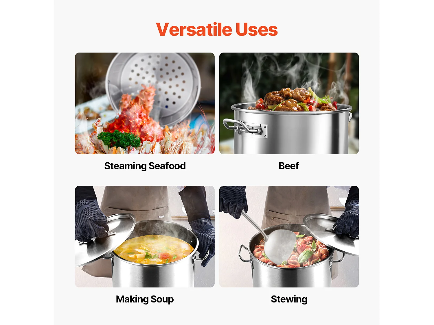 Pentola in Acciaio Inossidabile SucceBuy, 34 L, con Coperchio a Cestello per la Cottura