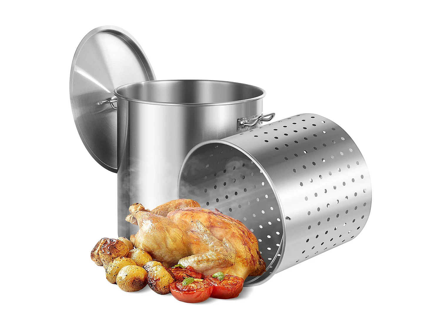 Pentola in Acciaio Inossidabile SucceBuy, 79,5 L, con Coperchio a Cestello per la Cottura