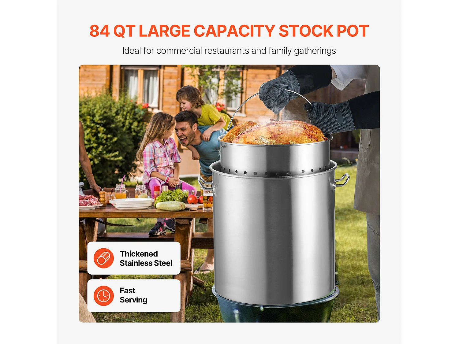 Pentola in Acciaio Inossidabile SucceBuy, 79,5 L, con Coperchio a Cestello per la Cottura