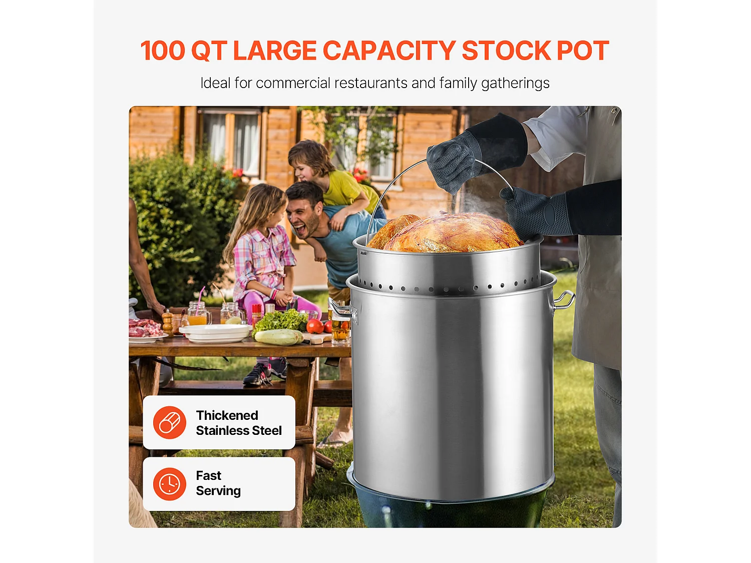 Olla de Acero Inoxidable SucceBuy, 94,6 Litros, con Tapa con Cesta para Cocinar