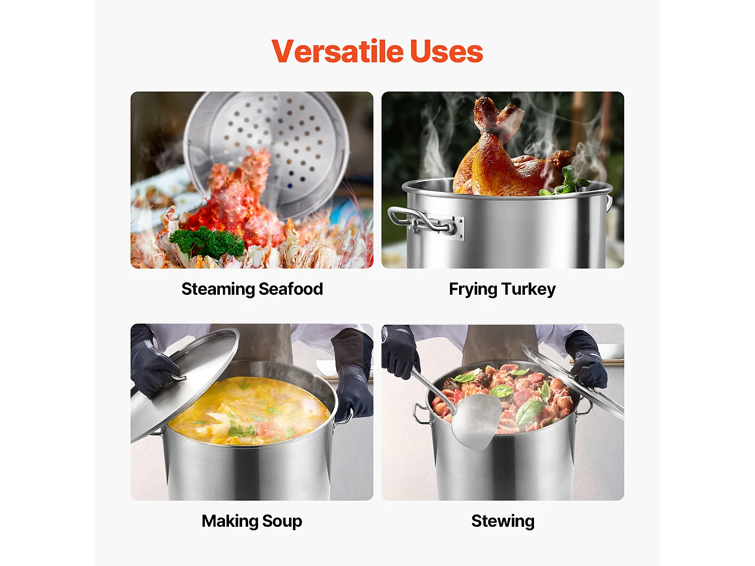 Marmite en Acier Inoxydable SucceBuy, 94,6 L, avec Couvercle à Panier pour la Cuisson