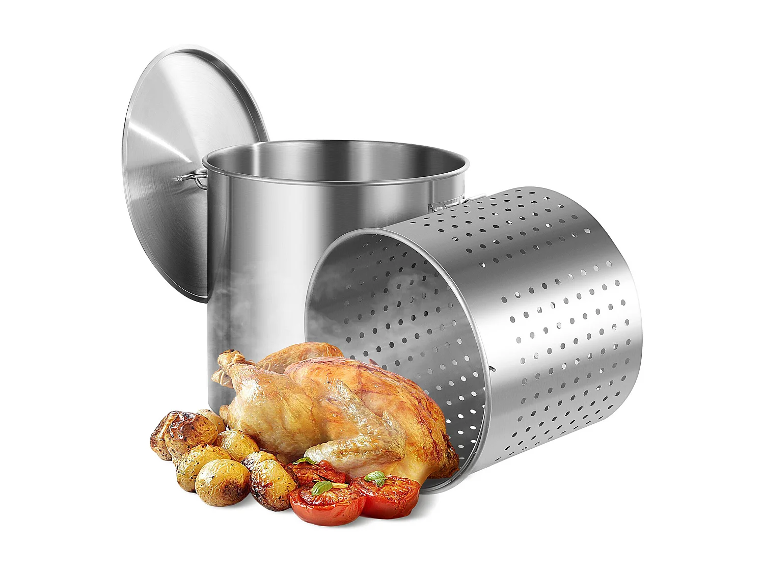 Marmite en Acier Inoxydable SucceBuy, 94,6 L, avec Couvercle à Panier pour la Cuisson