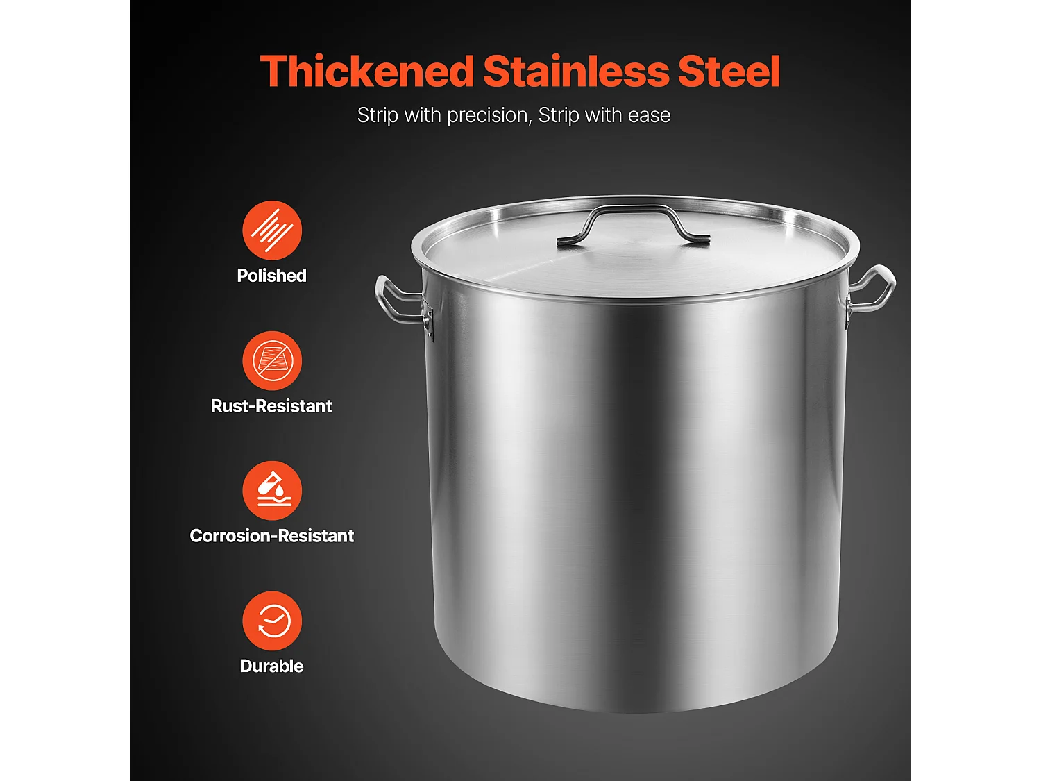 Marmite en Acier Inoxydable SucceBuy, 94,6 L, avec Couvercle à Panier pour la Cuisson