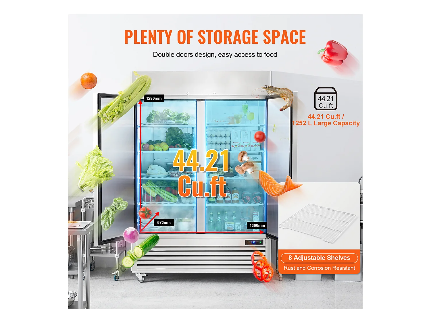 Congelador Comercial SucceBuy 1 100 L Vertical 2 Portas