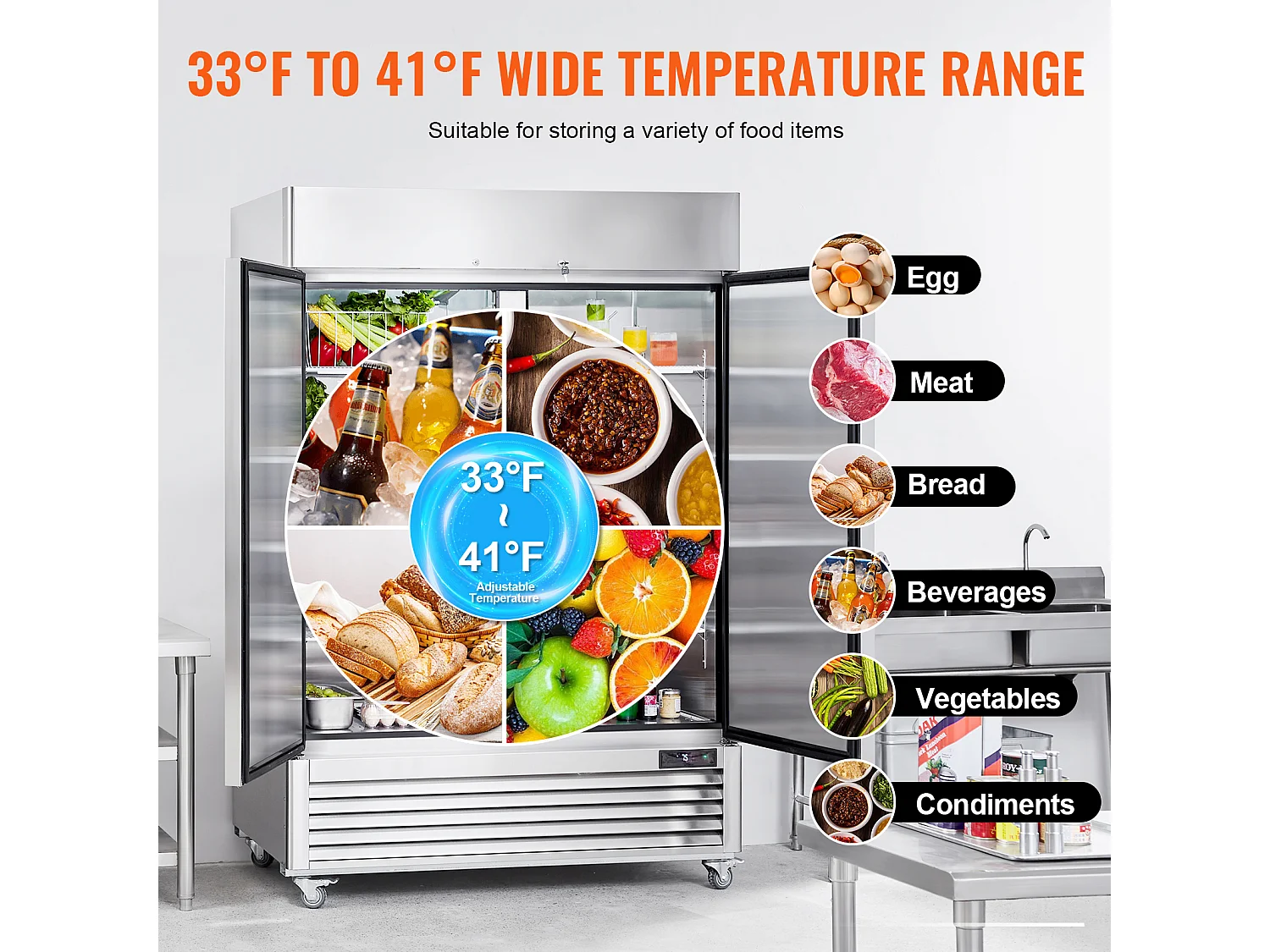 Congélateur Commercial SucceBuy de 1100 L, Vertical, 2 Portes