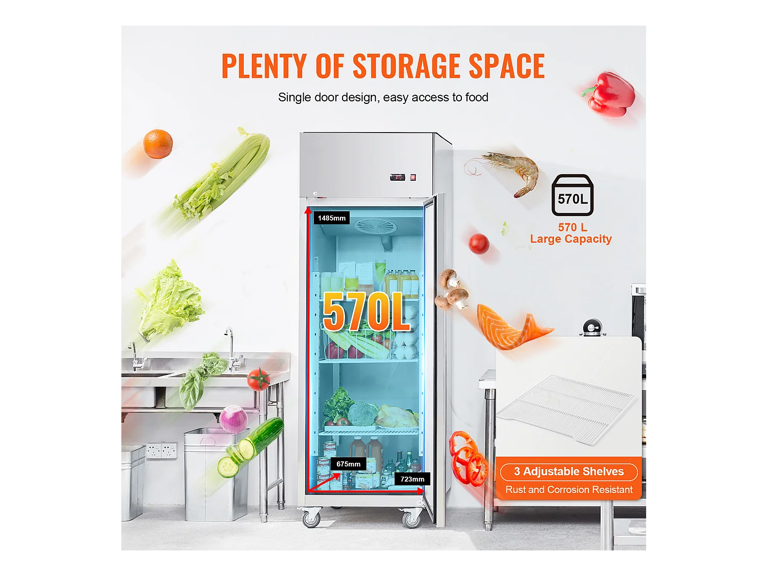 Congelador Comercial SucceBuy 570 L Vertical 1 Porta