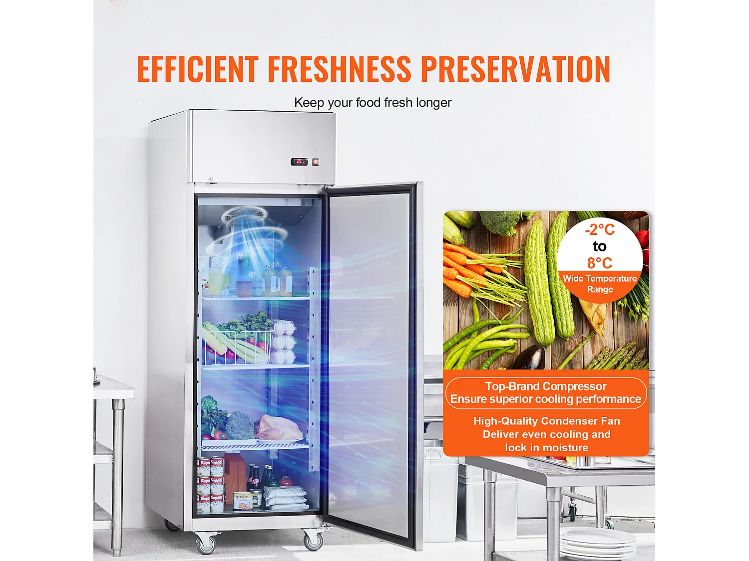 Congélateur Commercial SucceBuy de 570 L, Vertical, 1 Porte