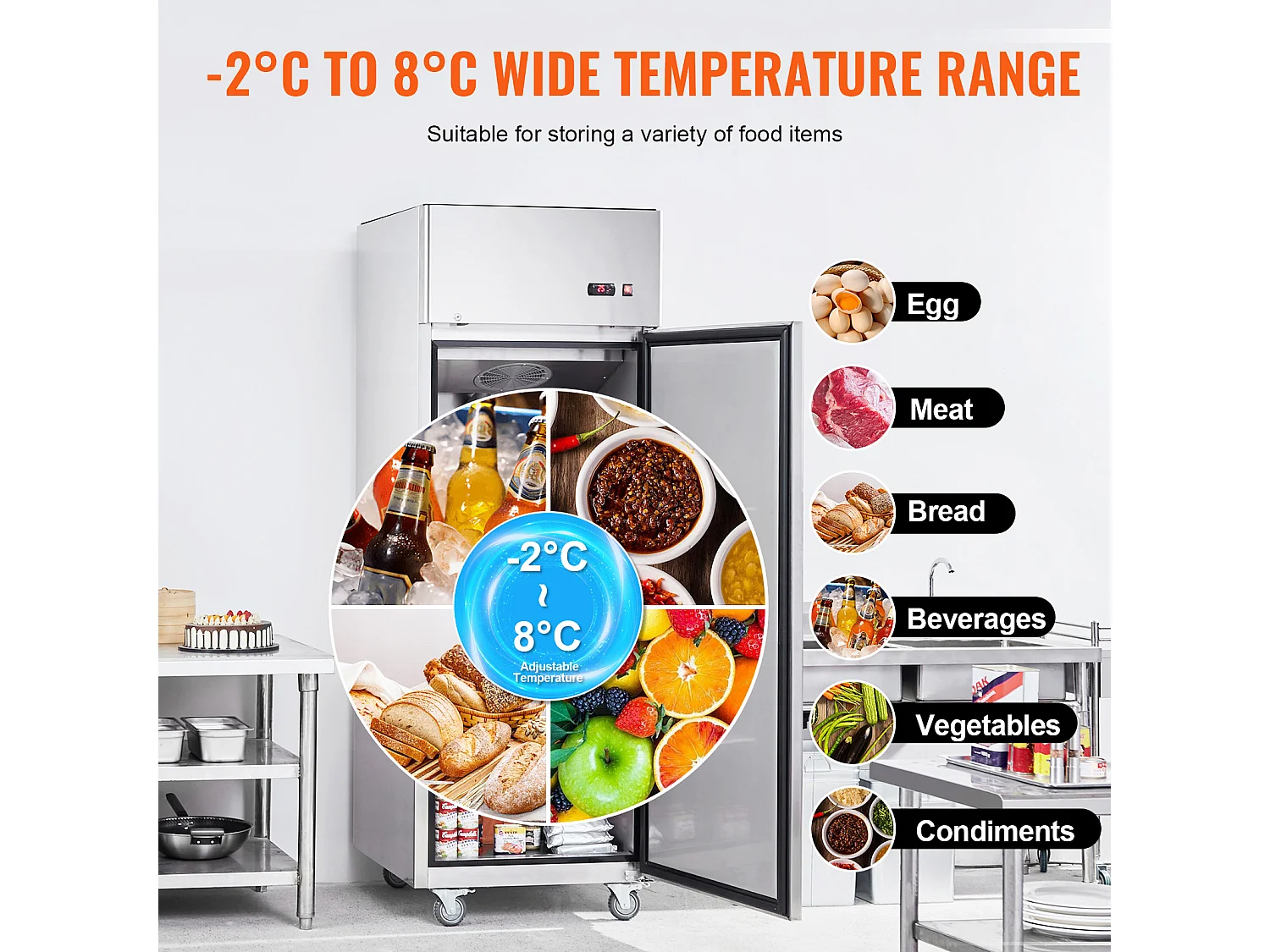 Congélateur Commercial SucceBuy de 570 L, Vertical, 1 Porte