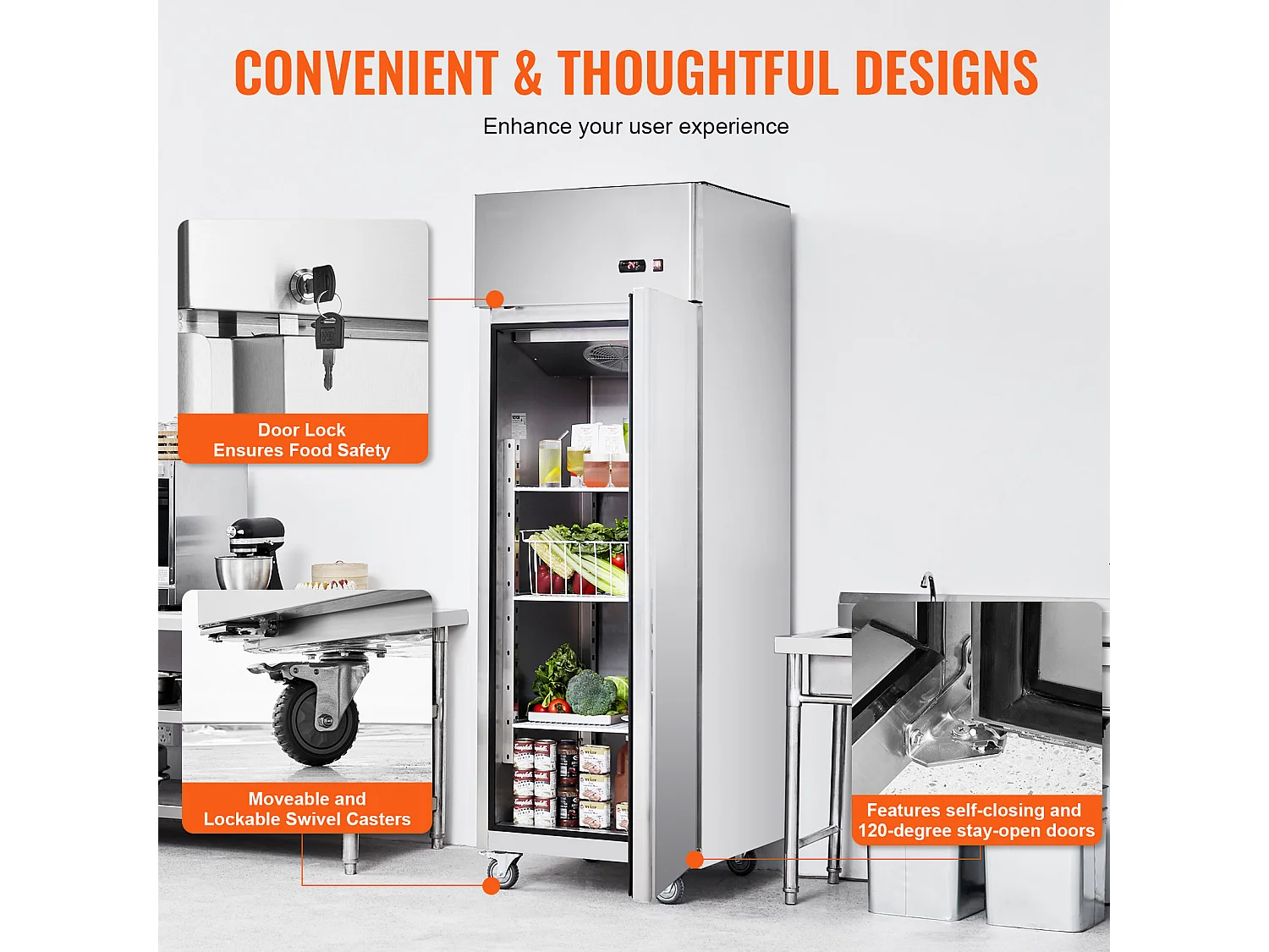 Congélateur Commercial SucceBuy de 570 L, Vertical, 1 Porte