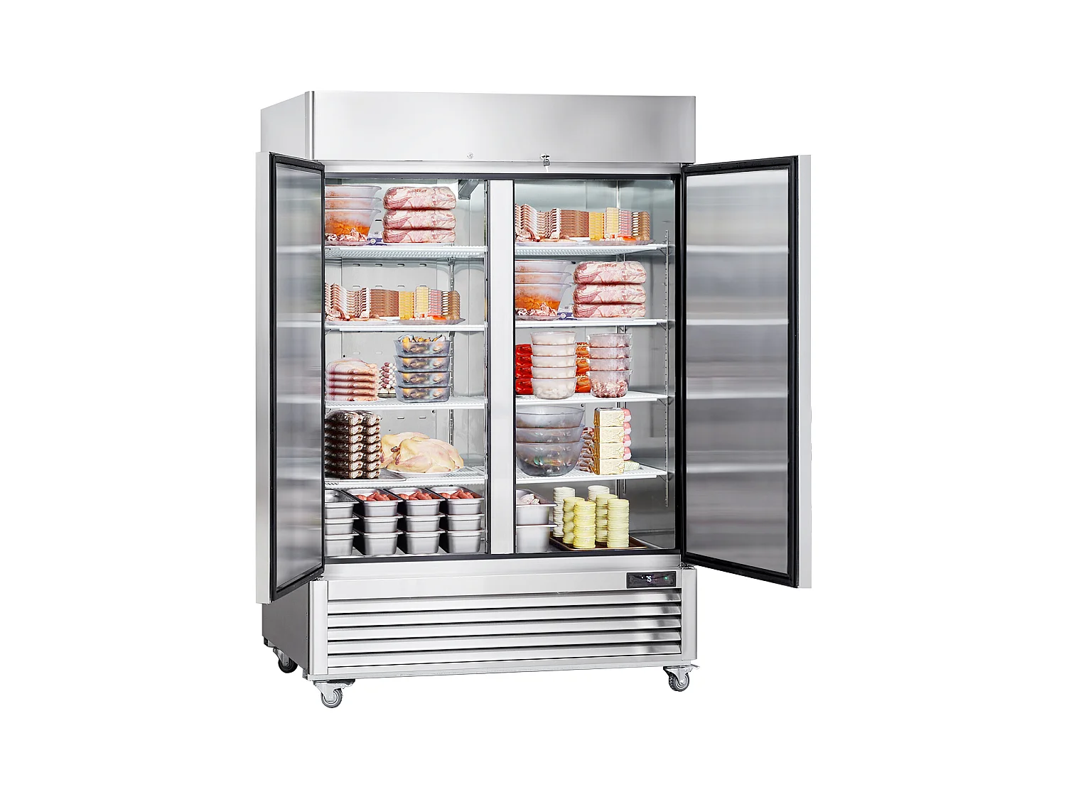 Congelador Comercial SucceBuy 1 100 L Armário Vertical 2 Portas 6 Prateleiras