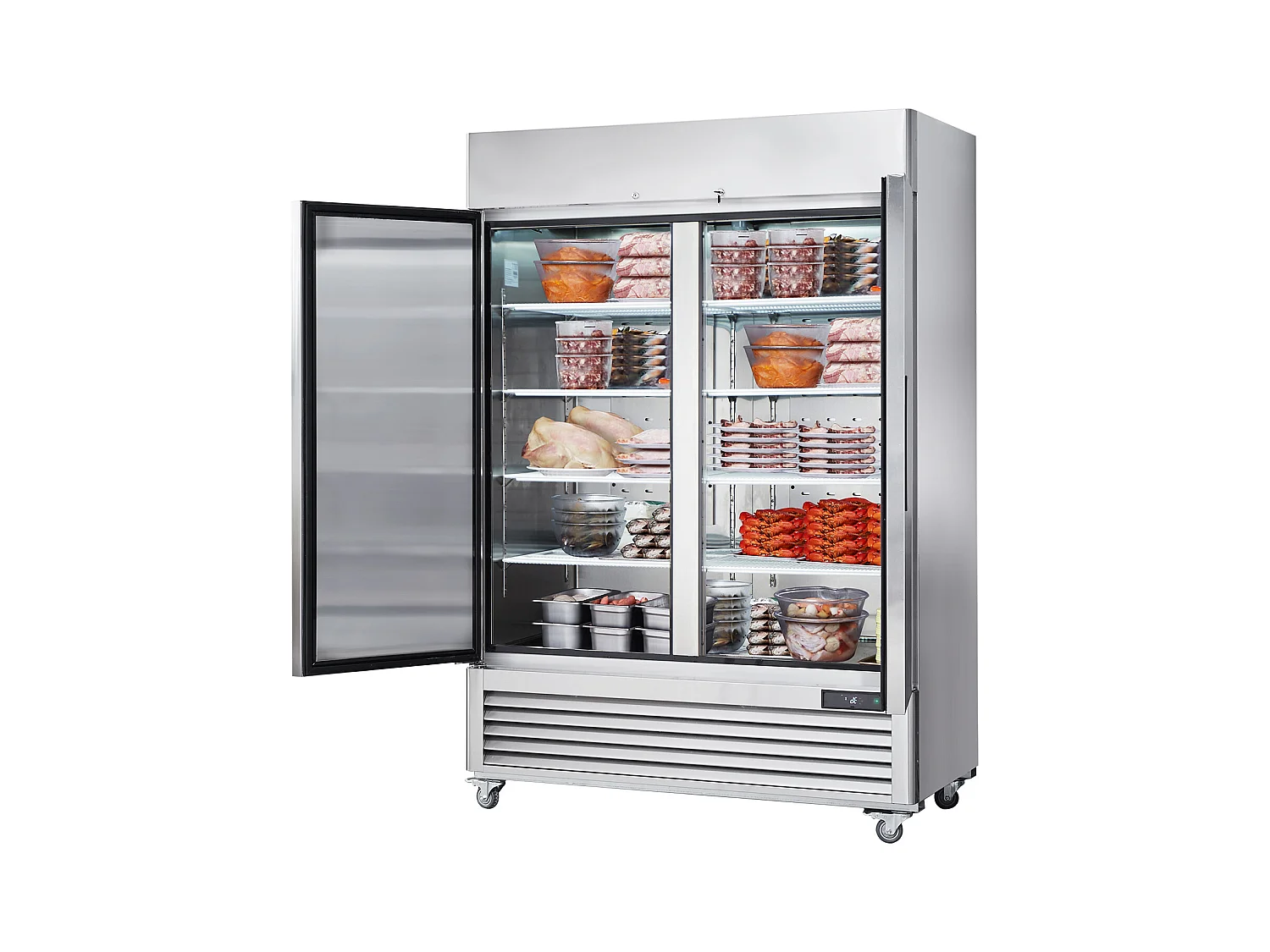 Congelador Comercial SucceBuy 1 100 L Armário Vertical 2 Portas 6 Prateleiras