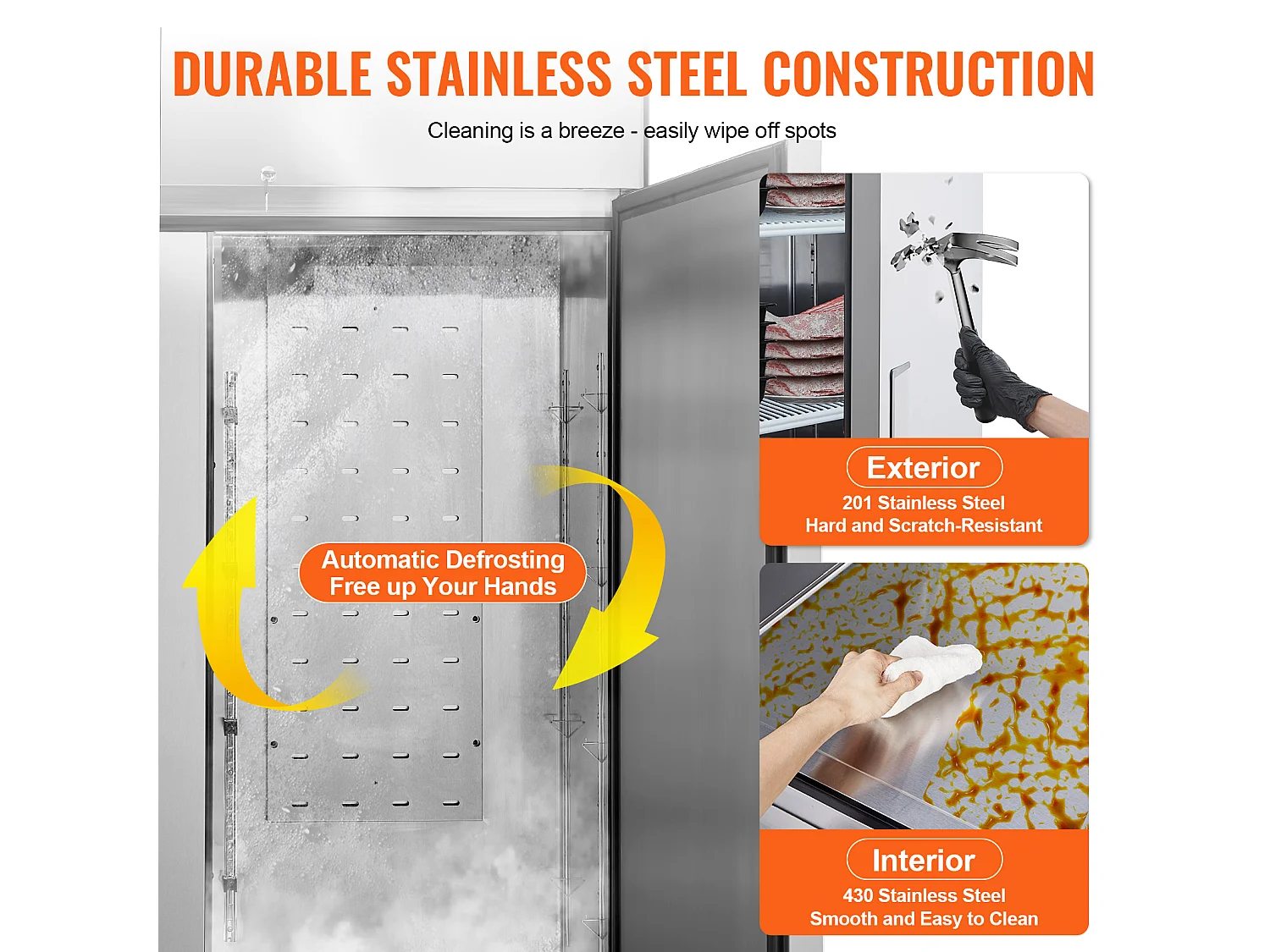 Congélateur Commercial SucceBuy 1100 L, Armoire Verticale, 2 Portes, 6 Tablettes