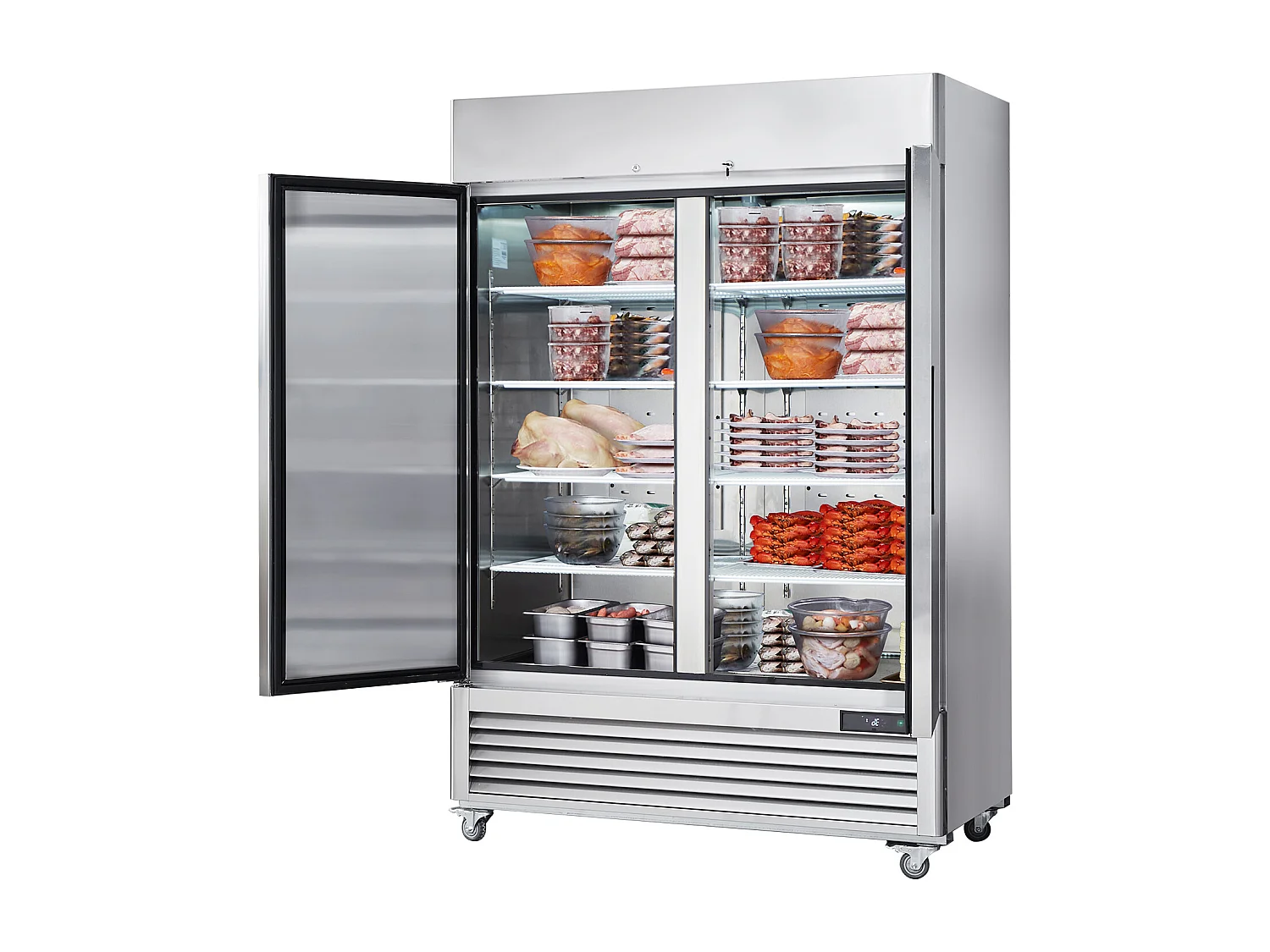 Congélateur Commercial SucceBuy 1100 L, Armoire Verticale, 2 Portes, 6 Tablettes