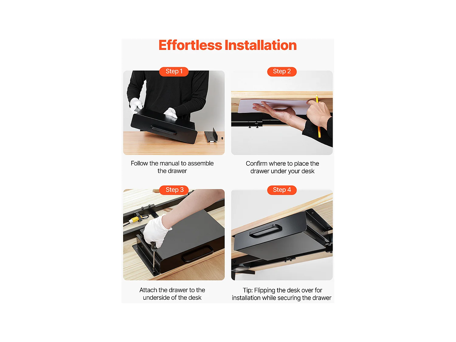 Schubladen Organizer SucceBuy unter Schreibtisch 33 cm Ausziehbar Platzsparend für Zuhause und Büro