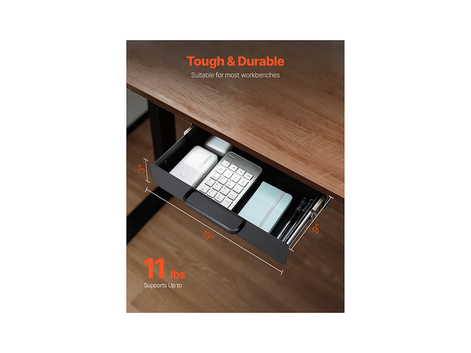 Schubladen Organizer SucceBuy unter Schreibtisch 33 cm Ausziehbar Platzsparend für Zuhause und Büro