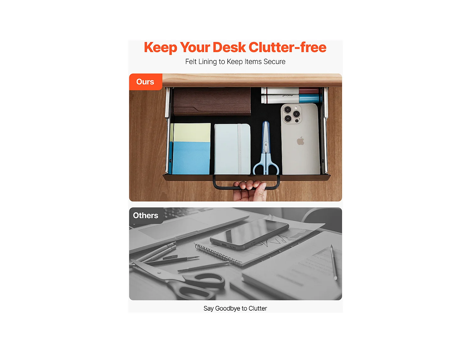 Schubladen Organizer SucceBuy unter Schreibtisch 33 cm Ausziehbar Platzsparend für Zuhause und Büro