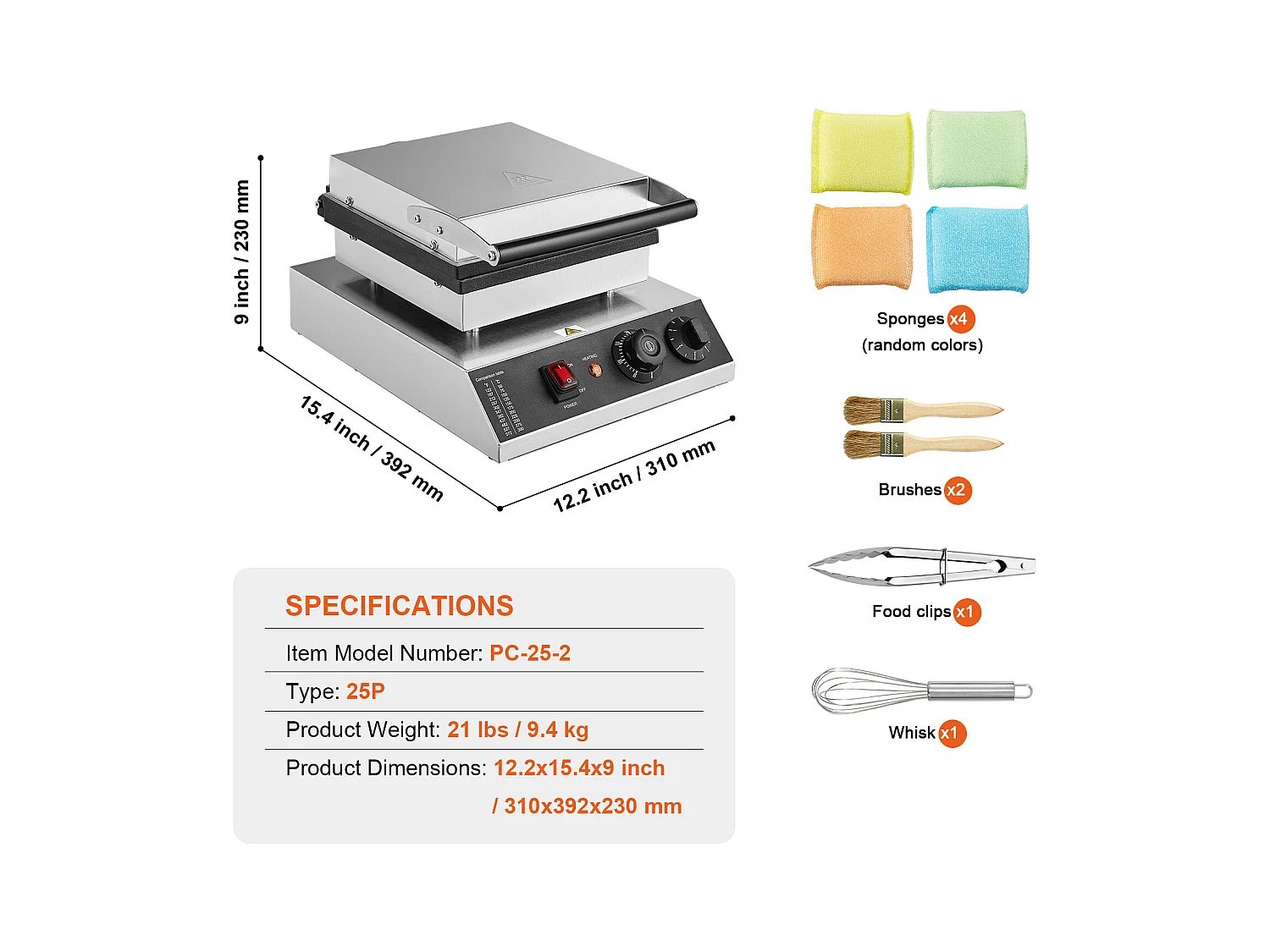 Gaufrier SucceBuy Lot de 25 Mini-Crêpières Hollandaises de 43 mm pour Boulangerie Commerciale Dorayaki 1700 W