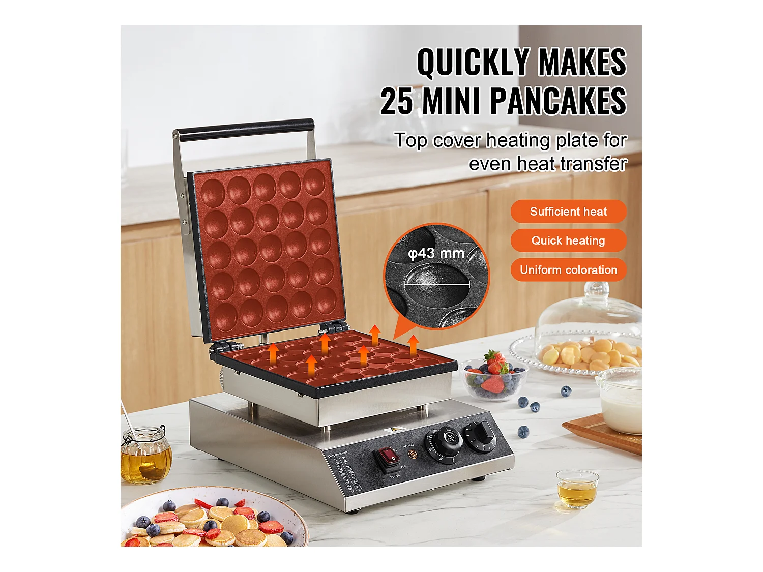 Gaufrier SucceBuy Lot de 25 Mini-Crêpières Hollandaises de 43 mm pour Boulangerie Commerciale Dorayaki 1700 W