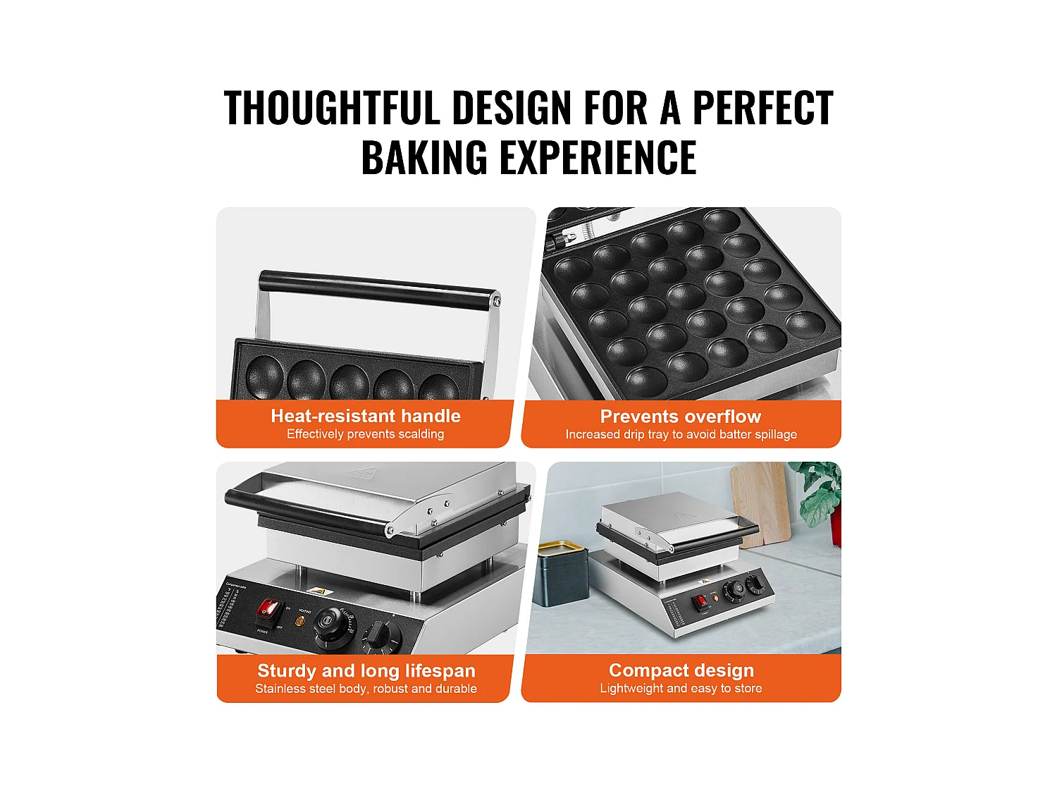 Gaufrier SucceBuy Lot de 25 Mini-Crêpières Hollandaises de 43 mm pour Boulangerie Commerciale Dorayaki 1700 W