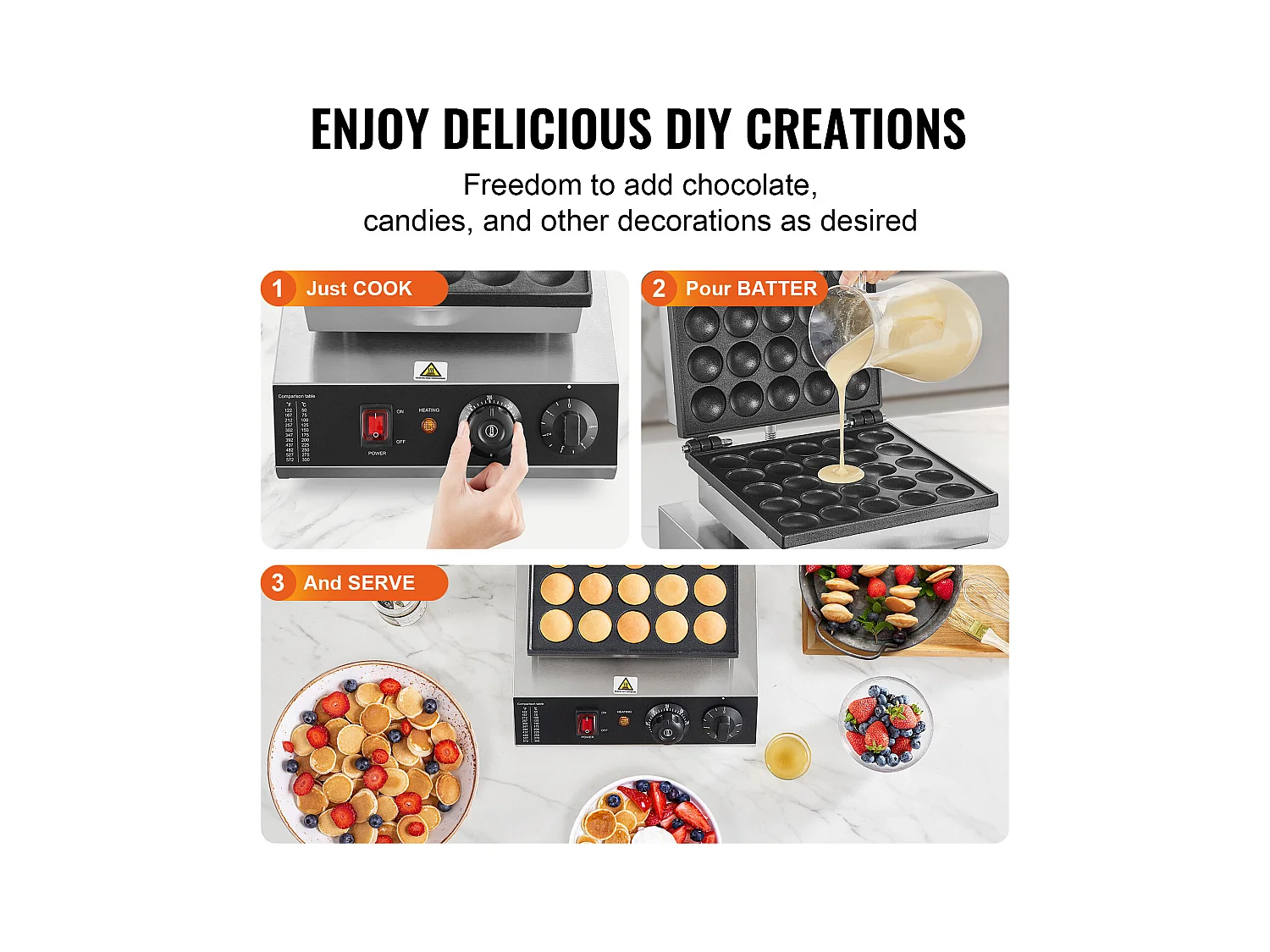 Gaufrier SucceBuy Lot de 25 Mini-Crêpières Hollandaises de 43 mm pour Boulangerie Commerciale Dorayaki 1700 W